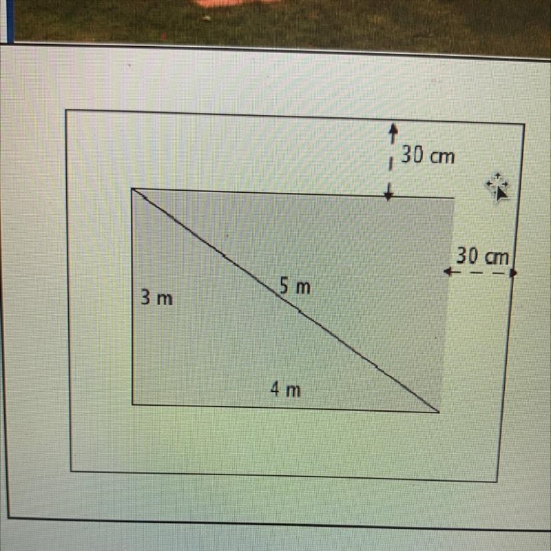 Calculating area of rectangle with a diagonal of 5m height of 3m and length of 4m-example-1