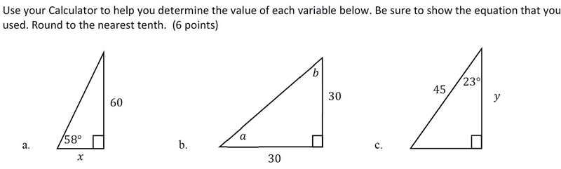 Determine the value of each variable below. Round to the nearest tenth.-example-1