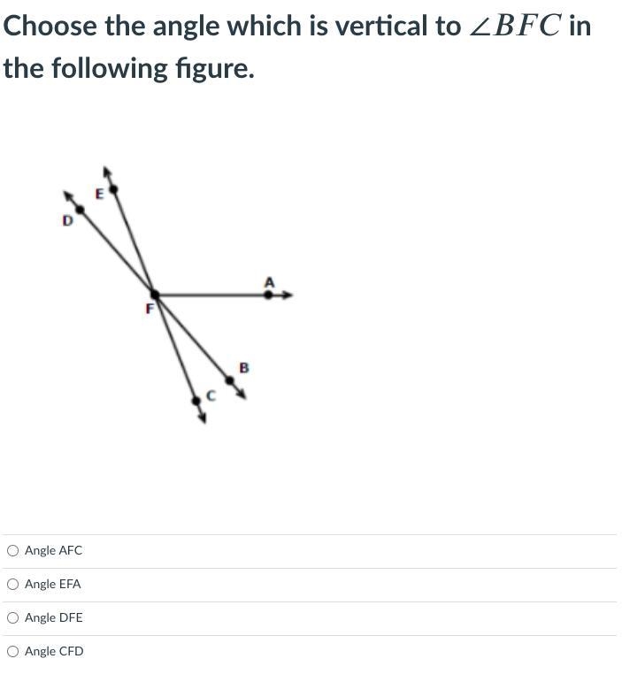 Choose the angle which is vertical to ∠ in the following figure.-example-1