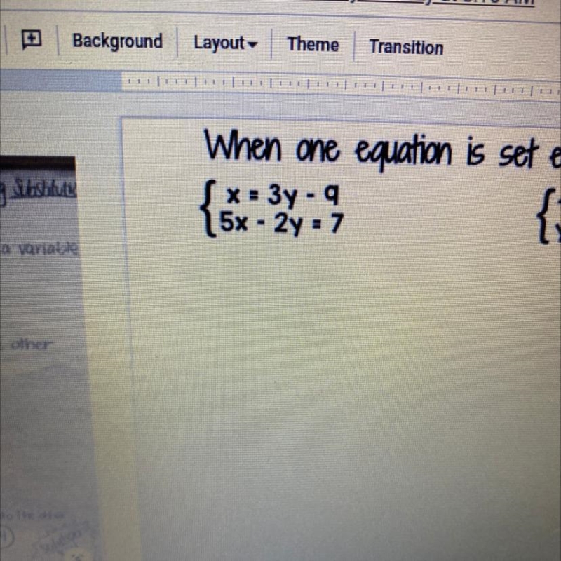 { x + 3y - 9 5x - 2y = 7-example-1