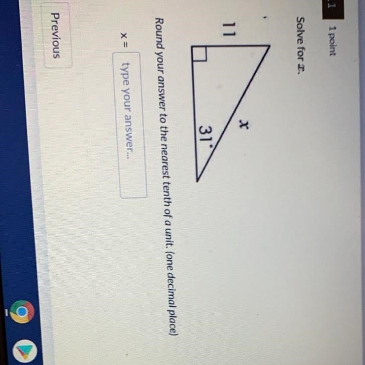 Find the value of x. Round your answer to the nearest tenth of a unit.-example-1