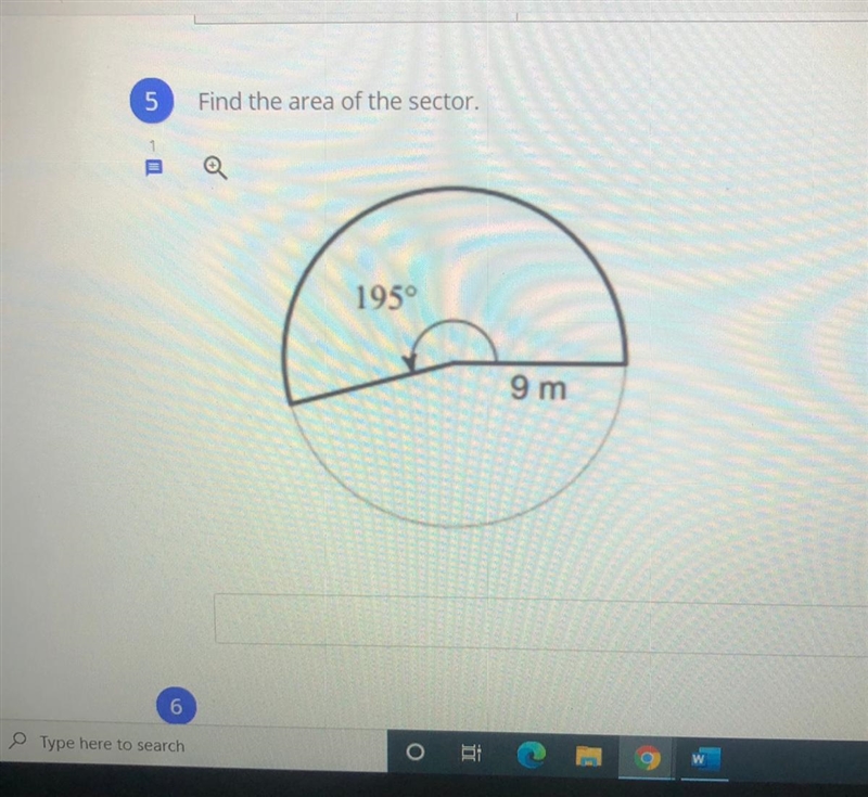 Show Your Work Find the area of the sector-example-1