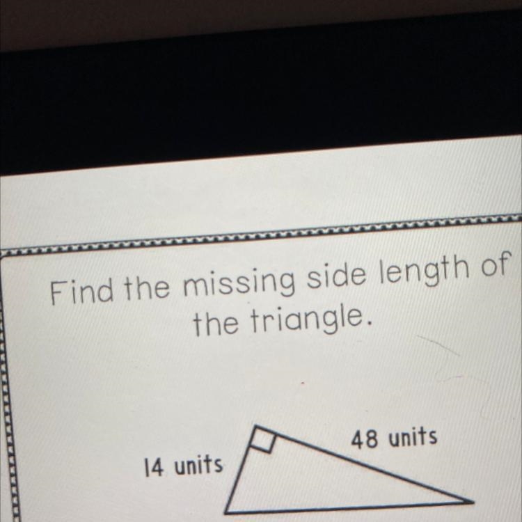 Find the missing side length of the triangle.-example-1