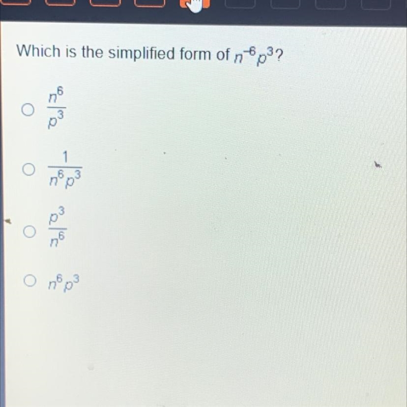 Which is the simplified form of n^-6p^3-example-1