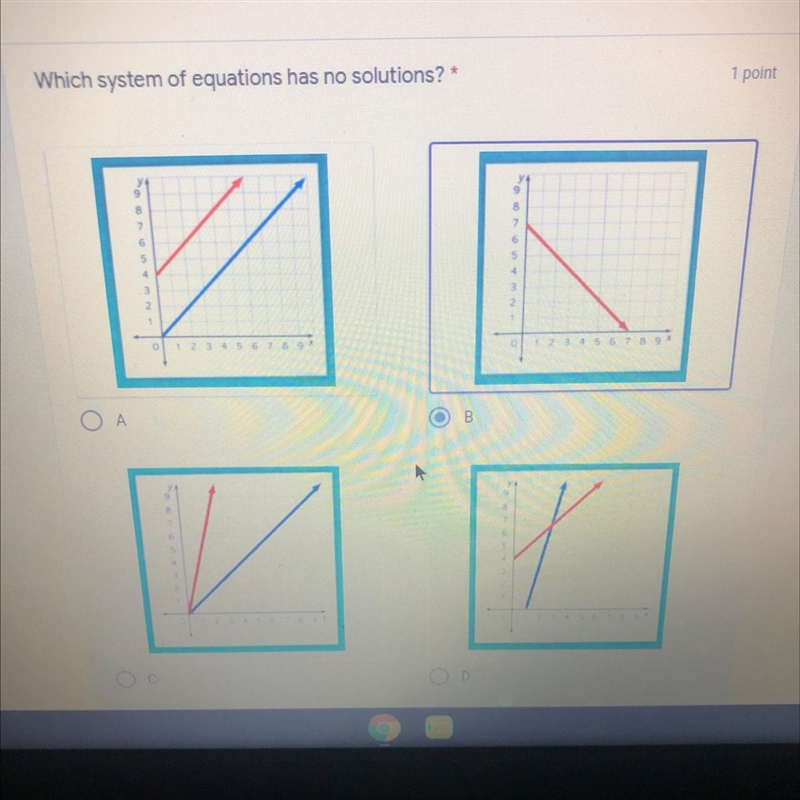 Which system of equations has no solutions?-example-1