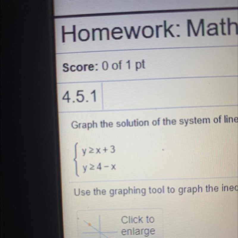 What is this plz help these teachers are impossible y>x+3 y>4-x-example-1