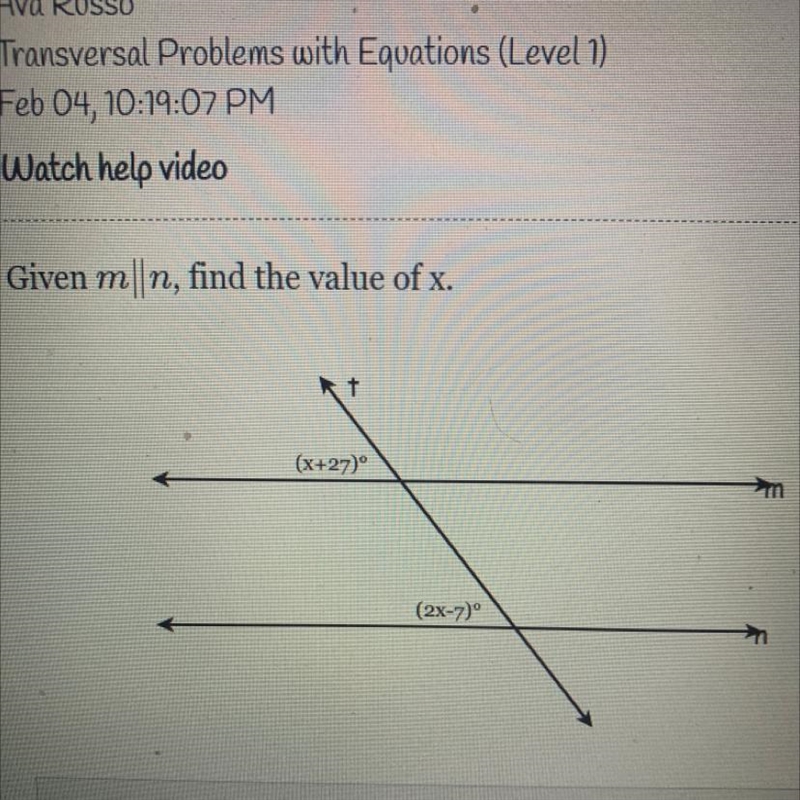 Given mſn, find the value of x. t (x+27) (2x-7)-example-1