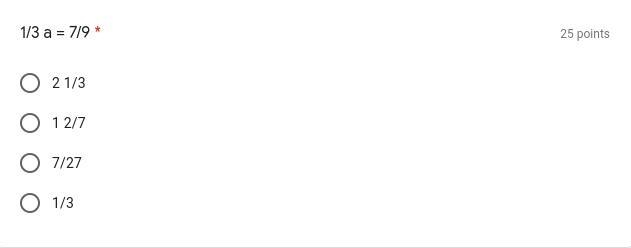 HELP ME WITH THIS! 1/3 a = 7/9-example-1
