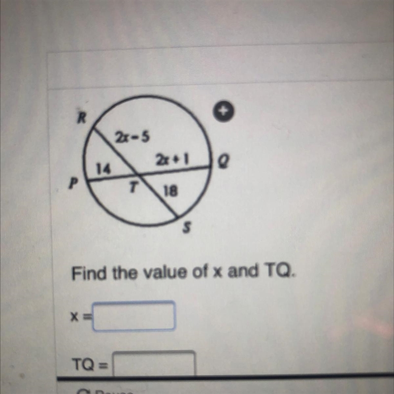 Please no links Find the value of x and TQ-example-1