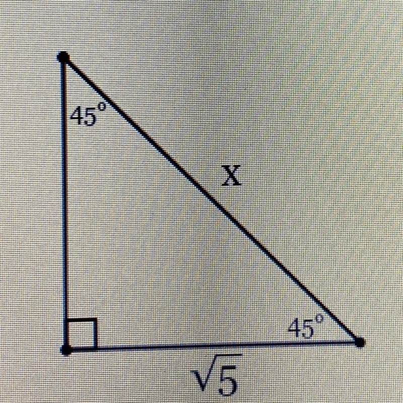 Find the length of side x in simplest radical form with a rational denominator.-example-1