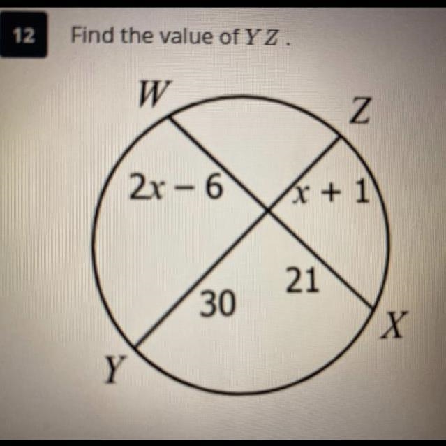 Find the value of YZ-example-1