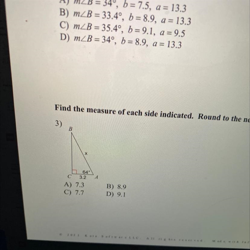 Find the measure of each side indicated. round to the nearest tenth.-example-1