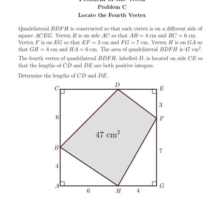 Problem of the Week Problem C Locate the Fourth Vertex Quadrilateral BDFH is constructed-example-1