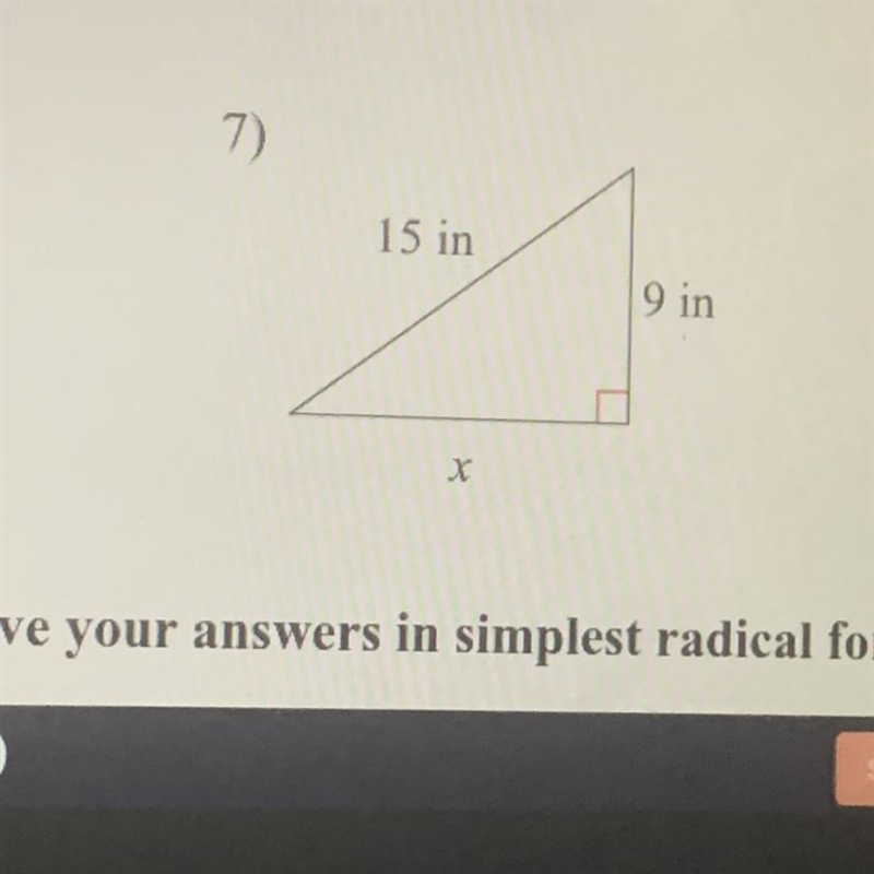 Find the missing side of the triangle-example-1