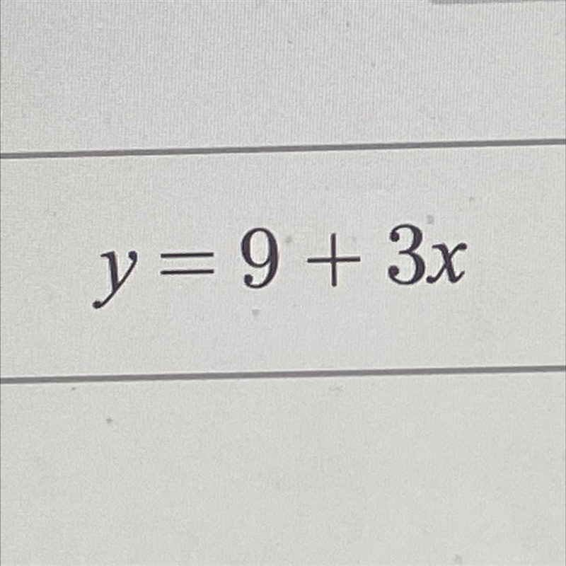 Is y= 9 + 3x a linear equation-example-1