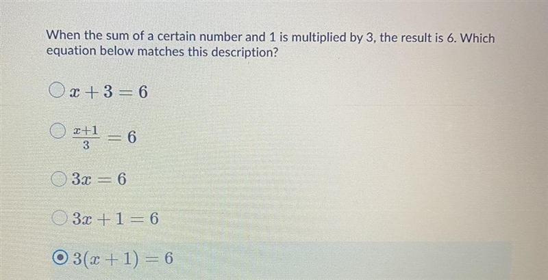 When the sum of a certain number and 1 is multiplied by 3, the result is 6. Which-example-1