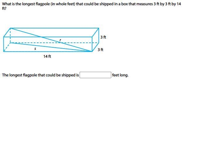 What is the longest flagpole (in whole feet) that could be shipped in a box that measures-example-1