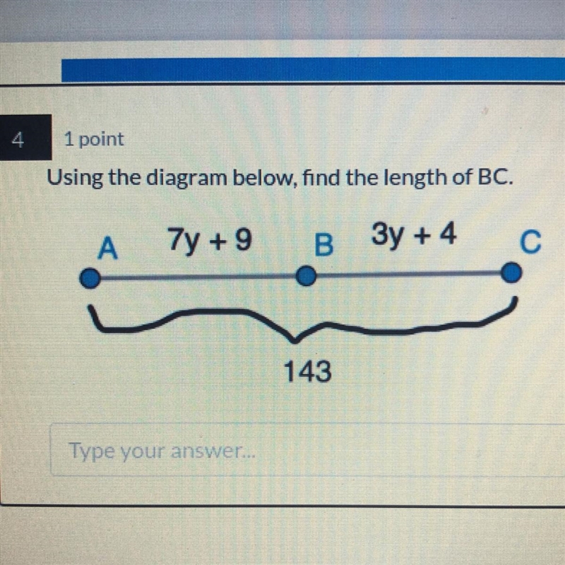 Using the diagram below, find the length of BC.-example-1