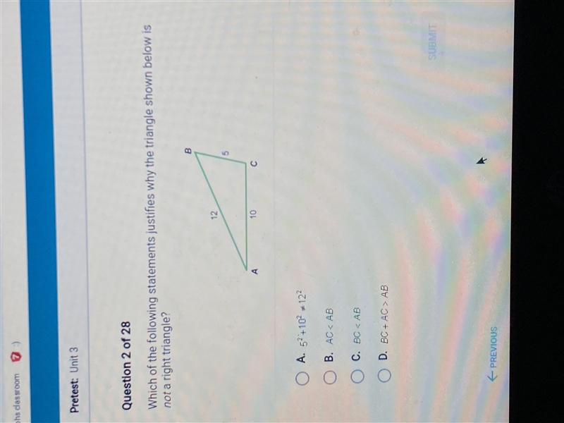 !!!PLEASE ANSWER!!! Which of the following statements justifies why the triangle shown-example-1