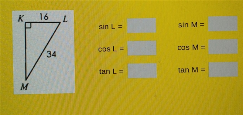 Solve for the missing side, then give each trig ratio a fraction in simplest form-example-1