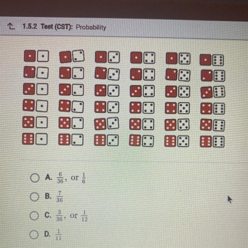 Heidi rolls two 6-sided number cubes. What is the probability that she rolls a sum-example-1