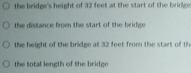 let h (x) represent the height of a bridge at x feet from the start of the bridge-example-1