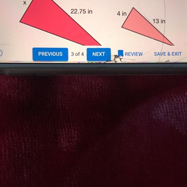 the following two triangles are similar. Find the missing side length represented-example-1