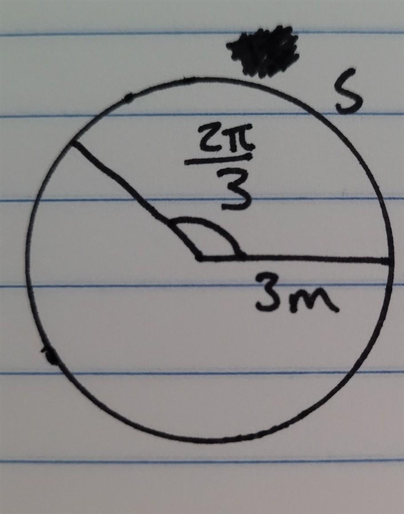 Use the given circle. Find the length s to the nearest tenth. A) 3.1 m B) 6.3 m C-example-1