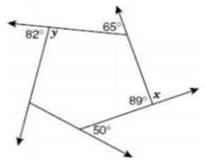 HELP DUE IN 10 MINS! What are the values of x and y for the irregular pentagon below-example-1