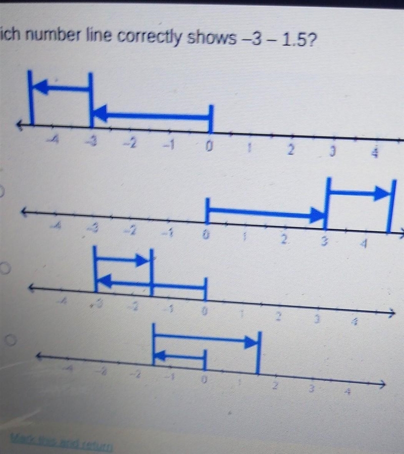 What number line correctly shows -3 - 1.5?​-example-1