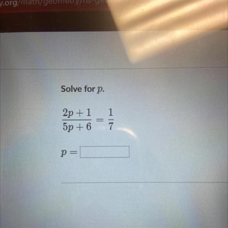 Solve for p. 2p + 1=1 5p + 6=7-example-1