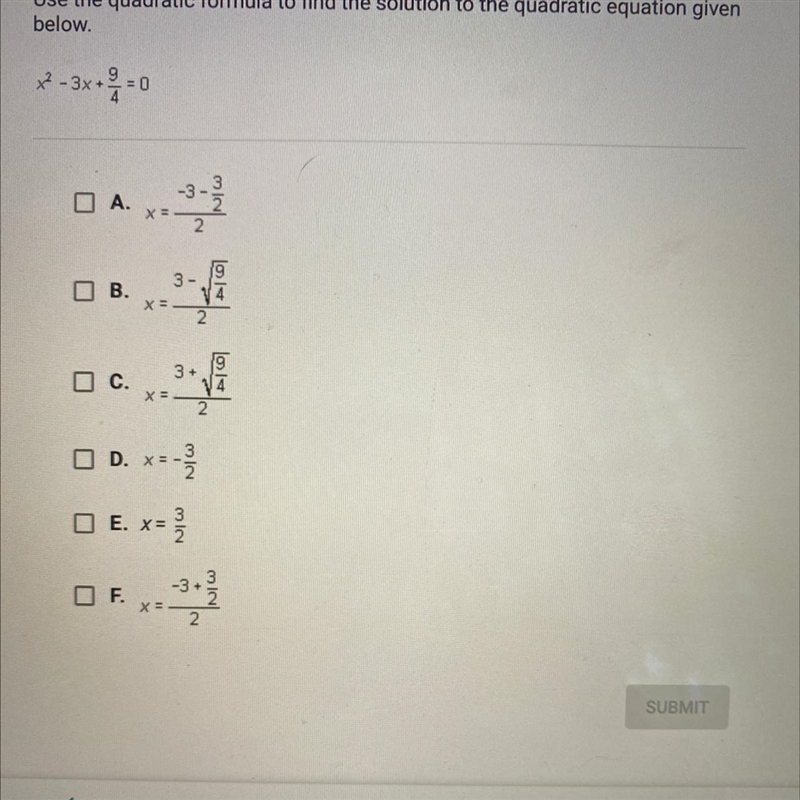 Use the quadratic formula to find the solution to the quadratic equation given below-example-1