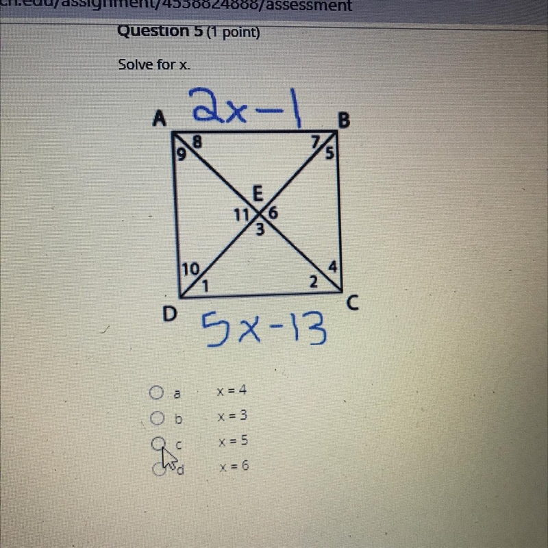 X=4 X = 3 x = 5 x = 6-example-1