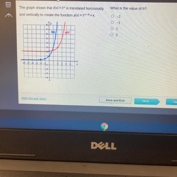 What is the value of h? -2. -1. 1. 2-example-1