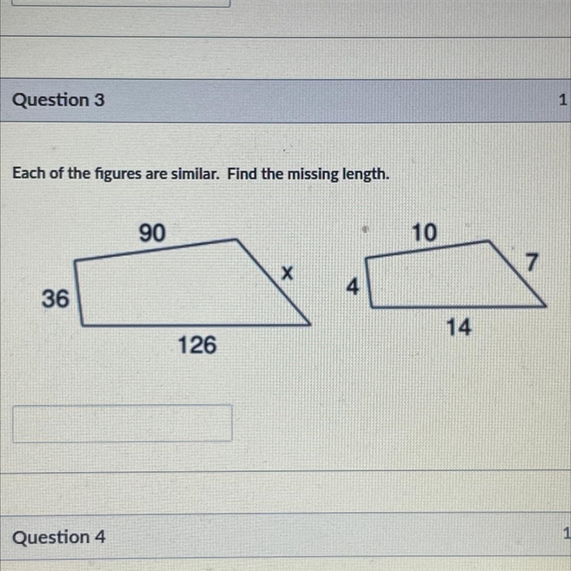 Each of the figures are similar. Find the missing length-example-1