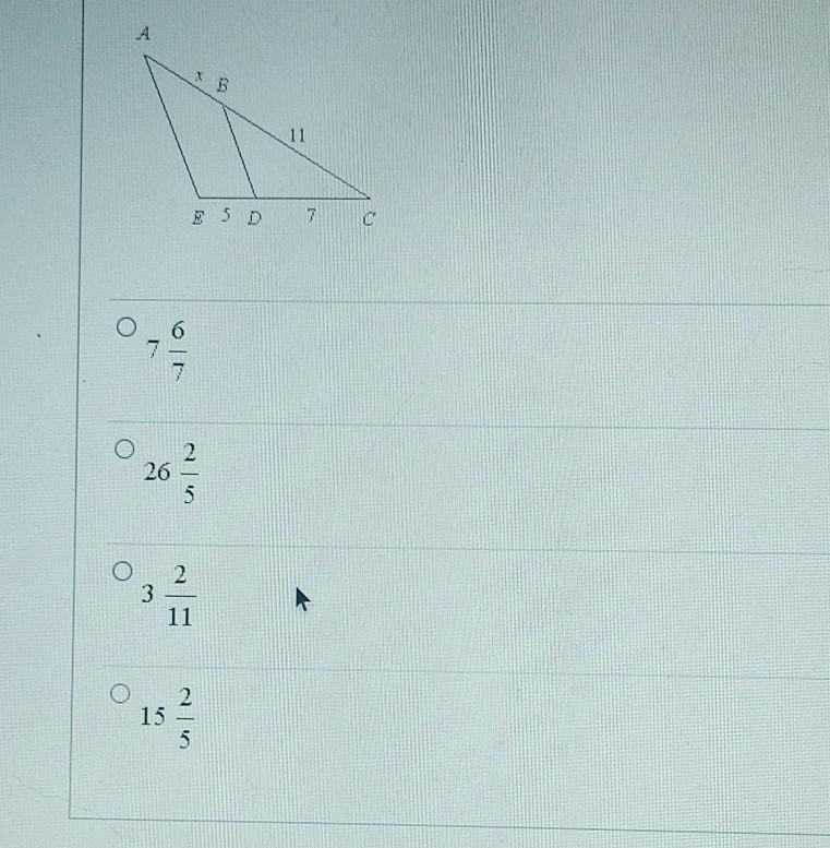 What is the value of x, given that AE || BD?​-example-1