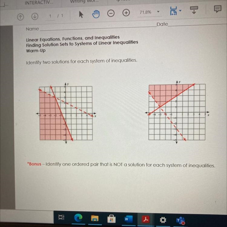 Date Name Linear Equations, Functions, and Inequalities Finding Solution Sets to Systems-example-1