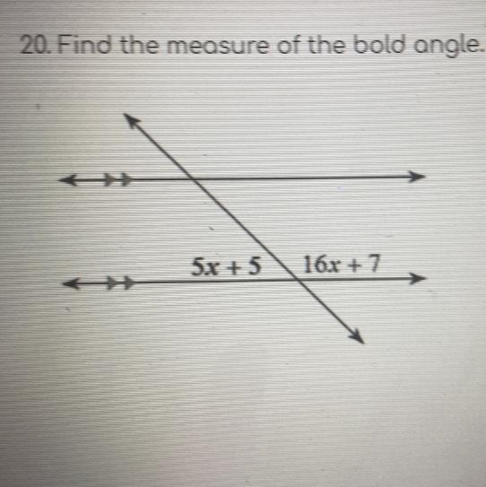 Find the measure of the bold angle.- pls help-example-1