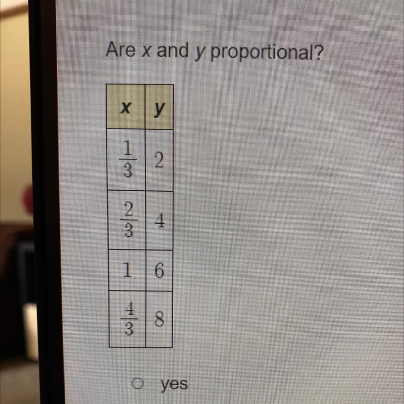 Are x and y proportional?-example-1