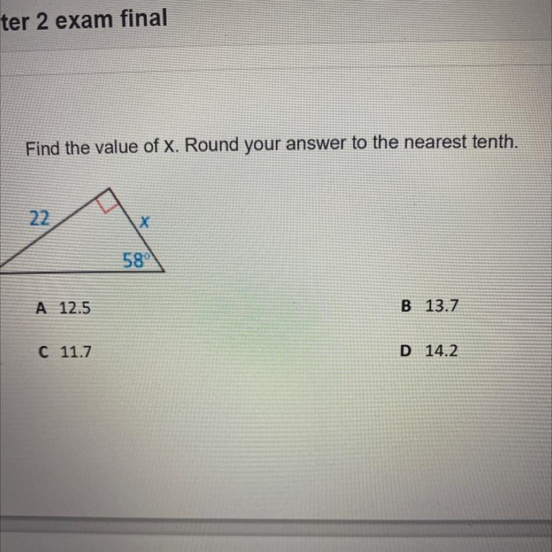 3 Find the value of x. Round your answer to the nearest tenth. 22 X 58-example-1