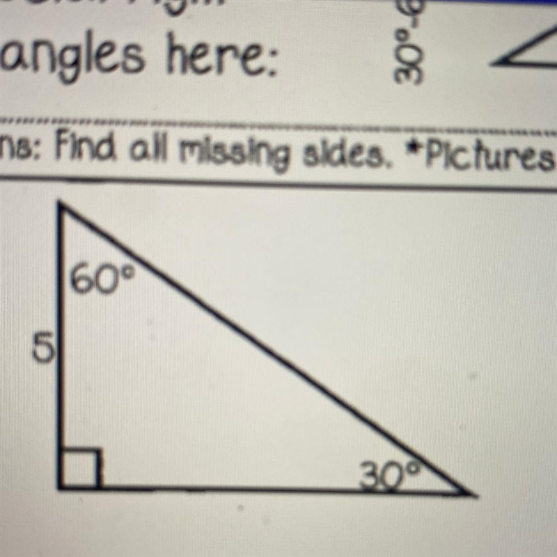 Special right triangles find the missing sides-example-1