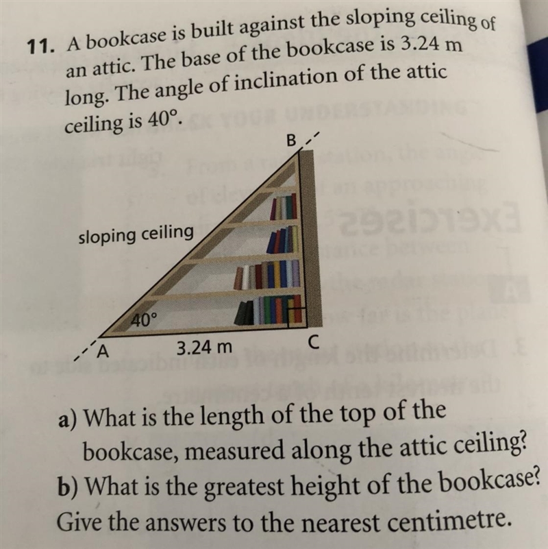 For 11b do I use tan or sin to solve it? Please help-example-1