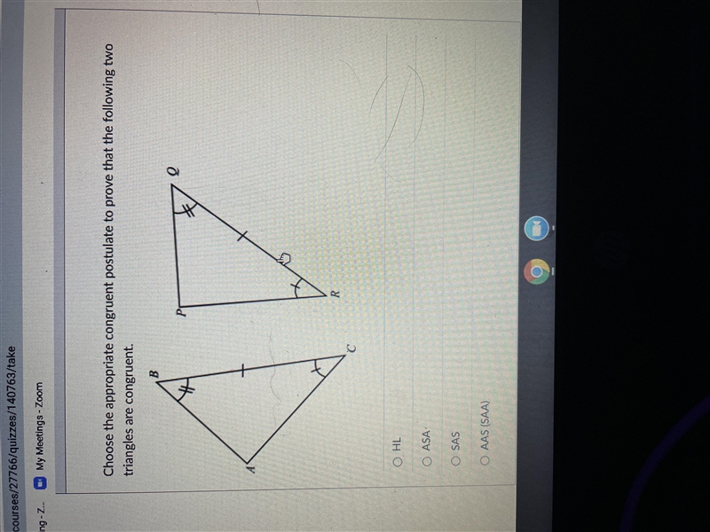 Pls help. What is the appropriate congruent for these triangles-example-1