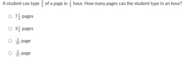 A student can type 2 3 of a page in 1 5 hour. How many pages can the student type-example-1