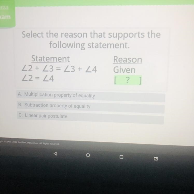 Select the reason that supports the following statement?-example-1