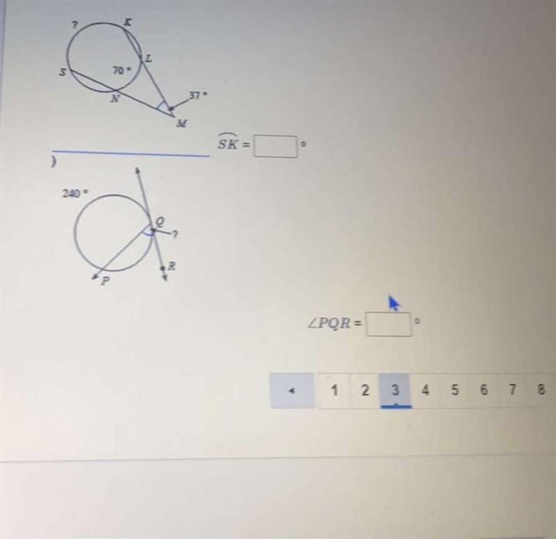 Solve for sk and angle PQR.-example-1