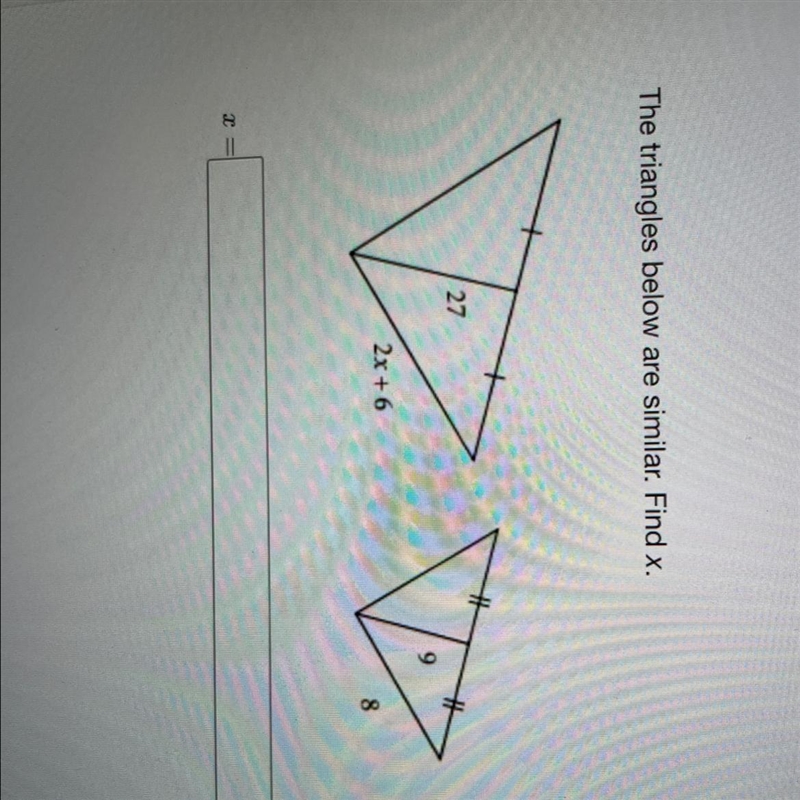 The triangles below are similar. Find x.-example-1