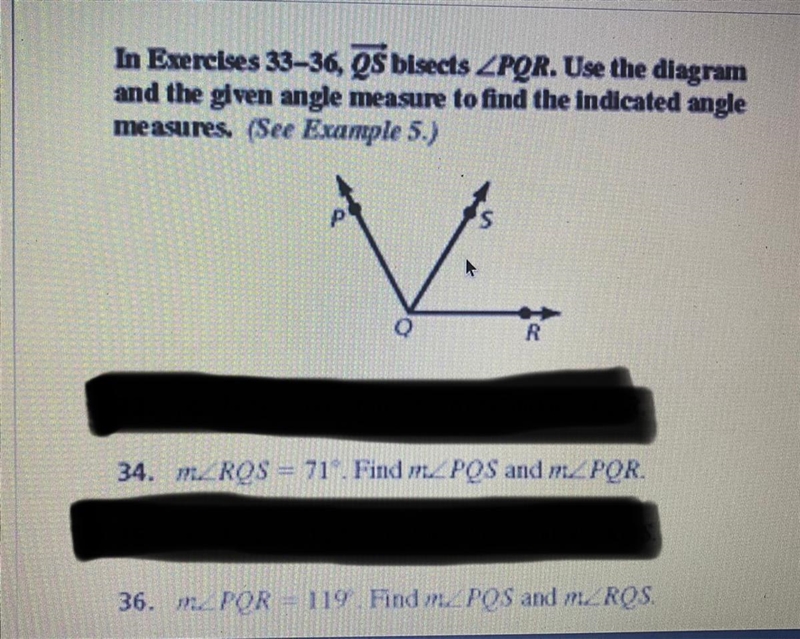 PLEASE HELP ASAP!! In Exercises 34 and 36 use the diagram and the given angle measure-example-1