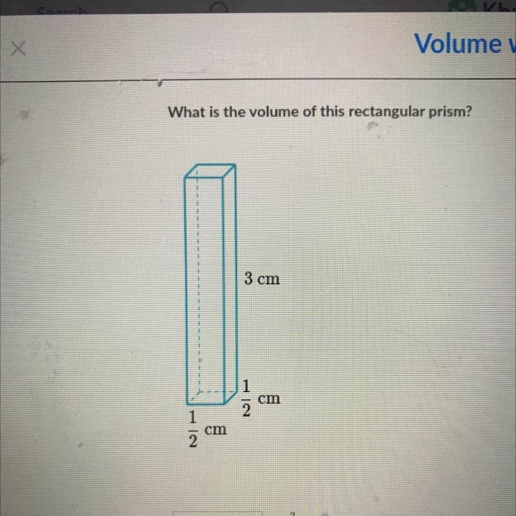 What is the volume of this rectangular prism? 3 cm DI cm 1 cm 2 Y-example-1