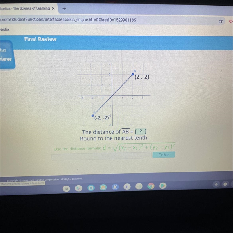 The distance of AB = [?] Round to the nearest tenth. No links and actual help plz-example-1